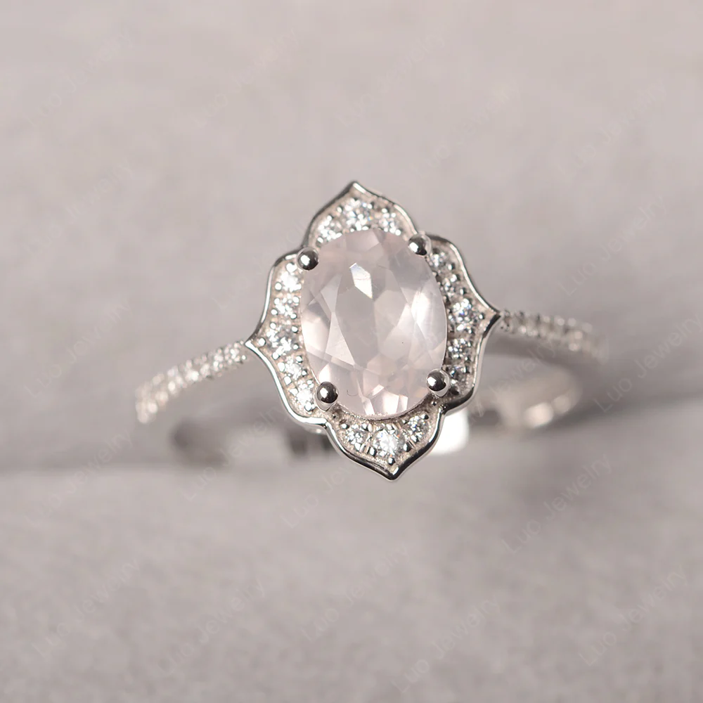 Rose Quartz Floral Ring - Image 3