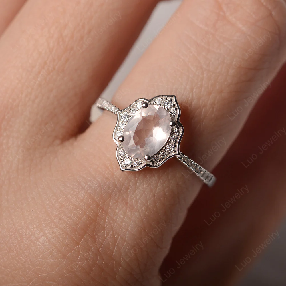Rose Quartz Floral Ring - Image 6
