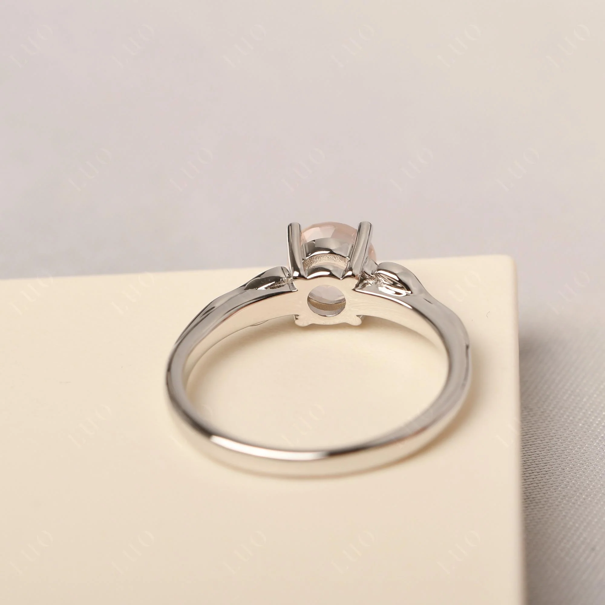 Petite Rose Quartz Leaf Ring - Image 12