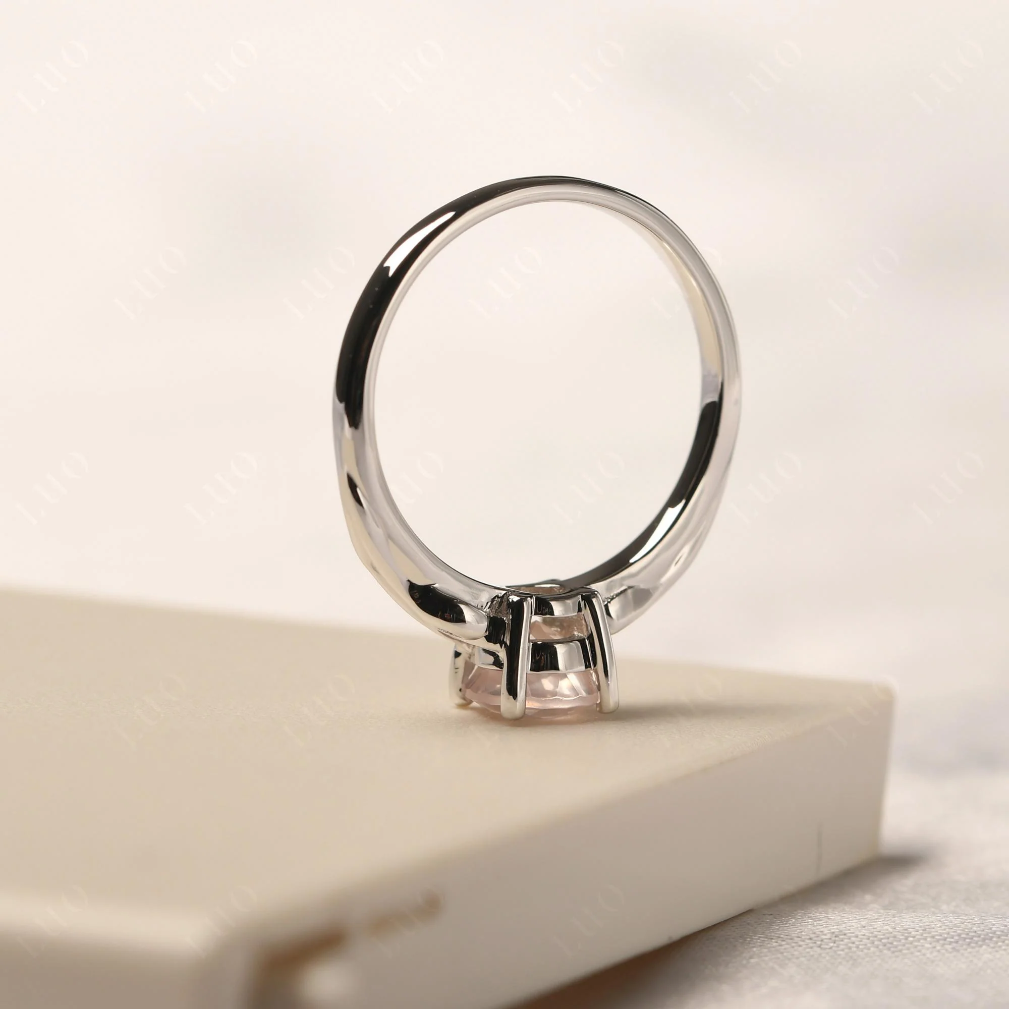 Petite Rose Quartz Leaf Ring - Image 13