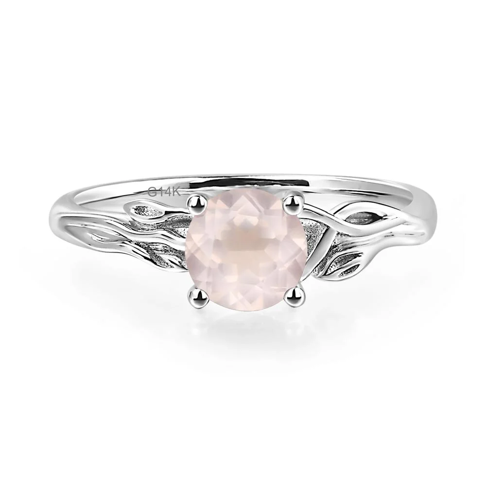 Petite Rose Quartz Leaf Ring - Image 3