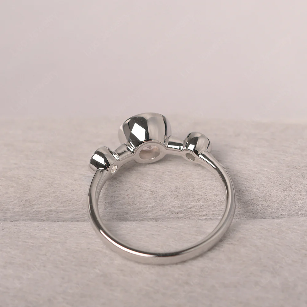 Rose Quartz 3 Stone Bezel Set Ring - Image 3