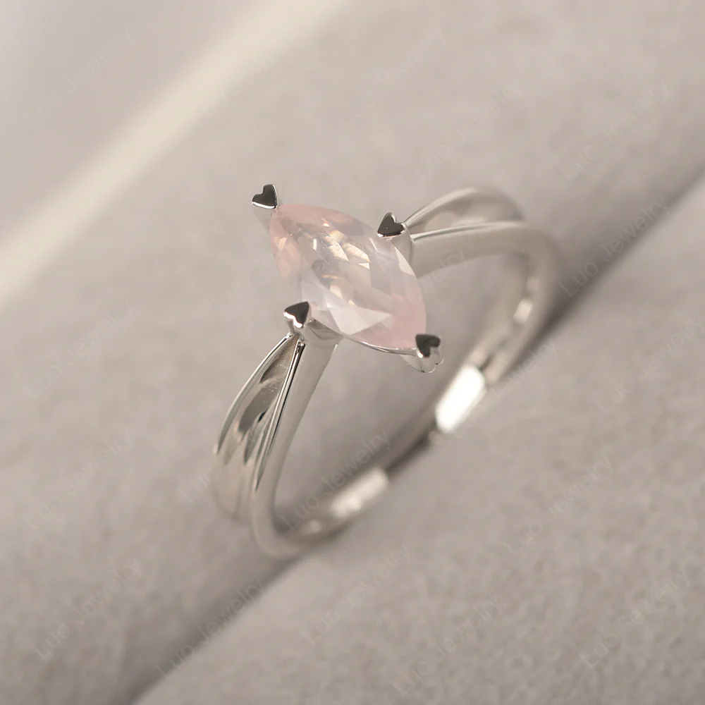 Rose Quartz Marquise Solitaire Ring - Image 2