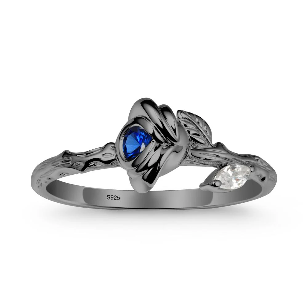 Rose Ring with Round Sapphire - Image 7