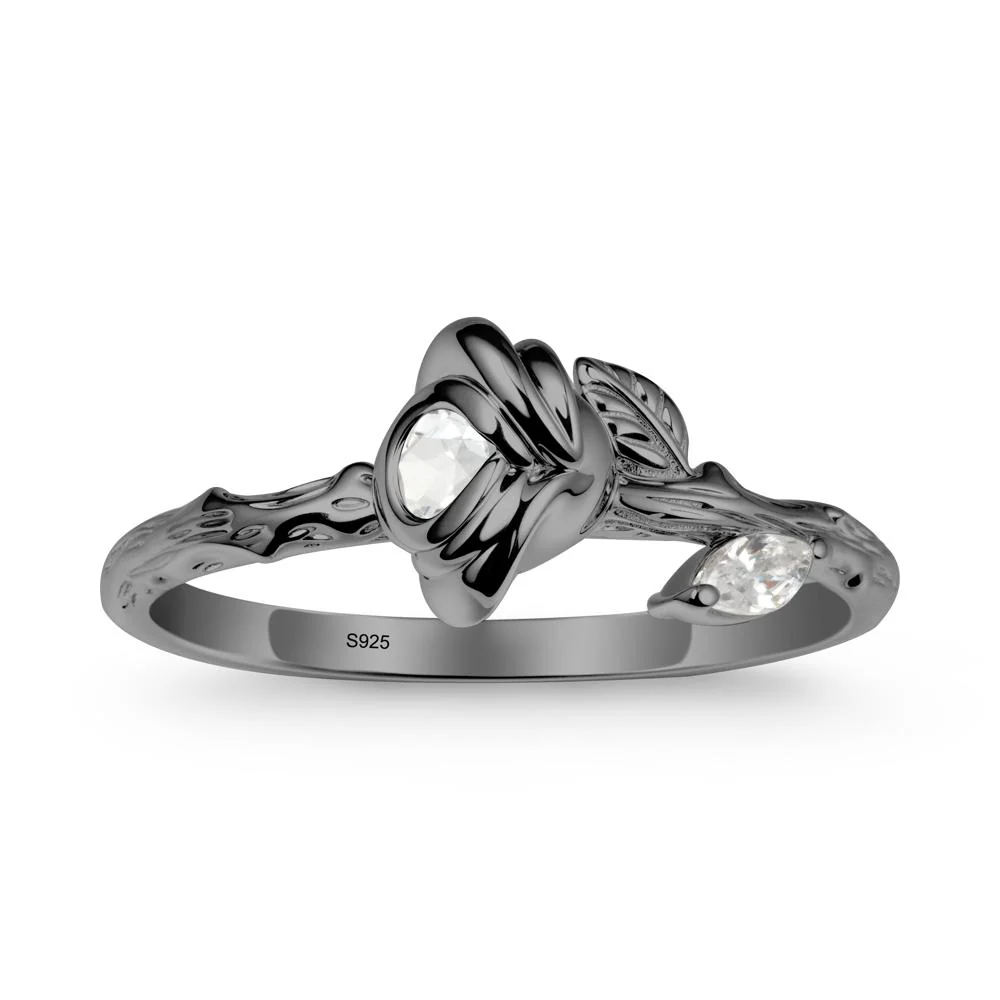 Rose Ring with Round White Topaz