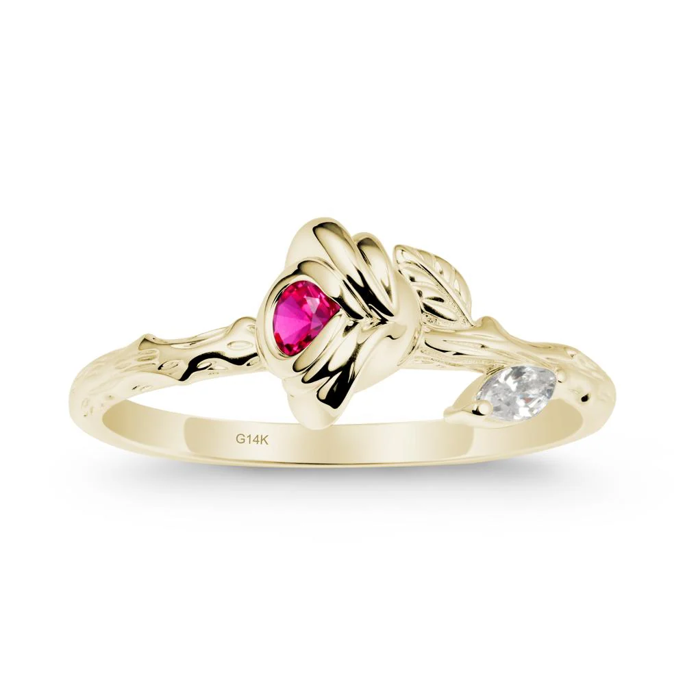 Rose Ruby Ring with Woodgrain Textured - Image 4