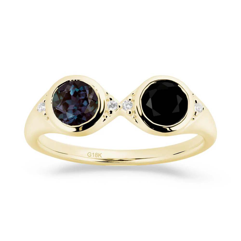 Round Alexandrite and Black Spinel Toi Et Moi Ring - Image 2
