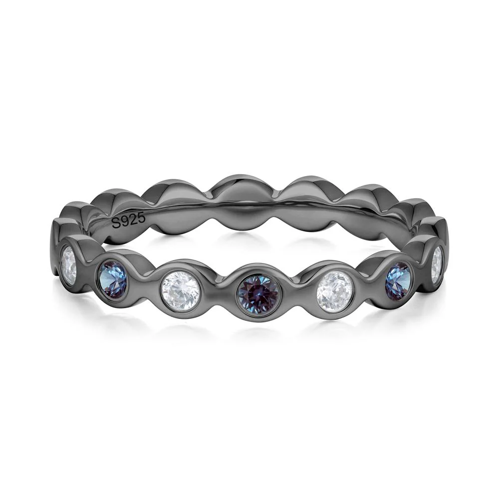 Round Alexandrite and Cubic Zirconia Eternity Ring - Image 3