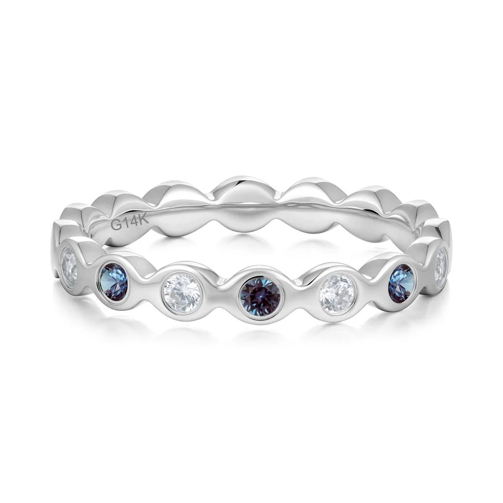 Round Alexandrite and Cubic Zirconia Eternity Ring - Image 4