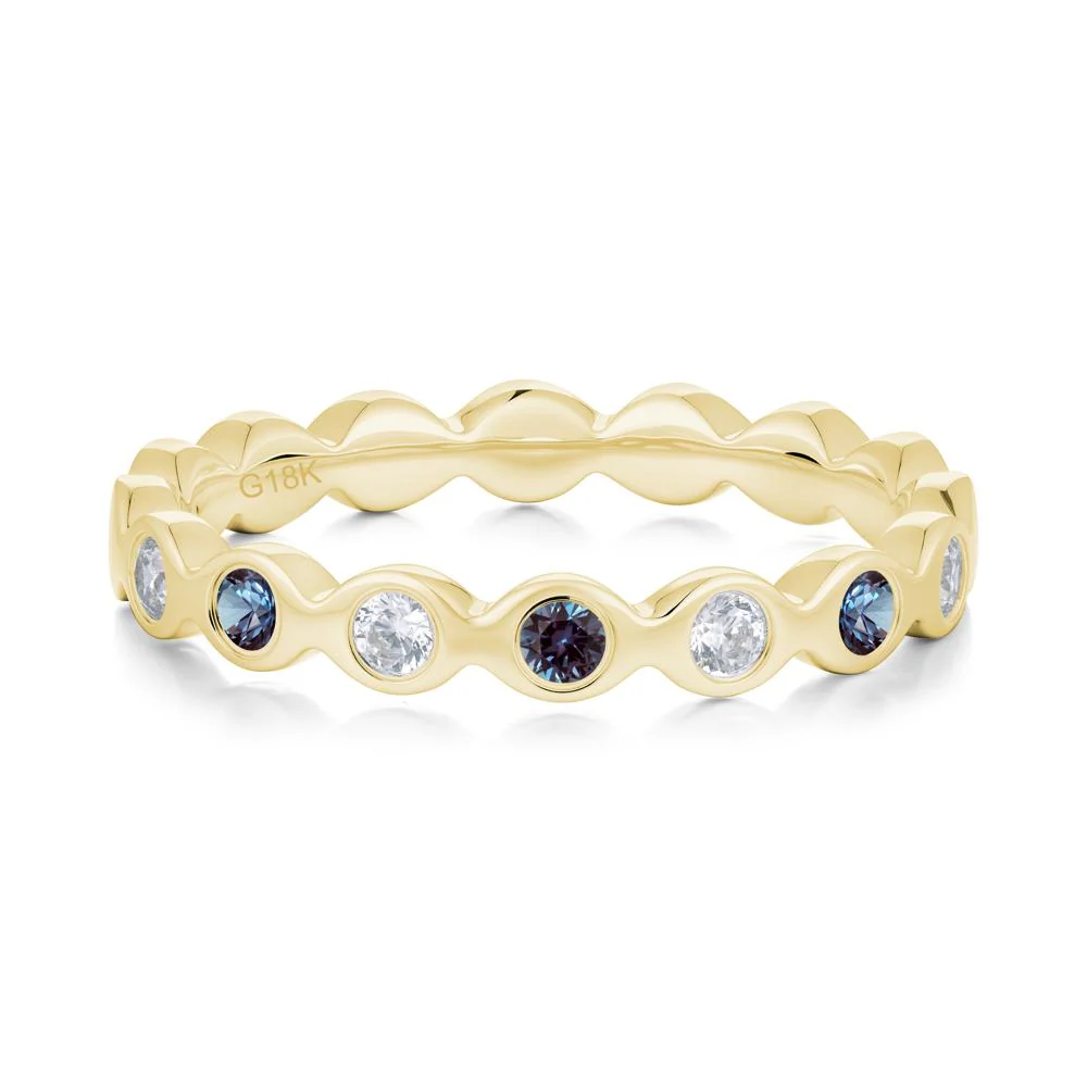 Round Alexandrite and Cubic Zirconia Eternity Ring - Image 5