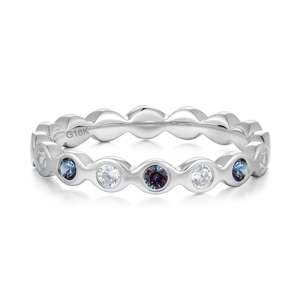 Round Alexandrite and Cubic Zirconia Eternity Ring - Image 6