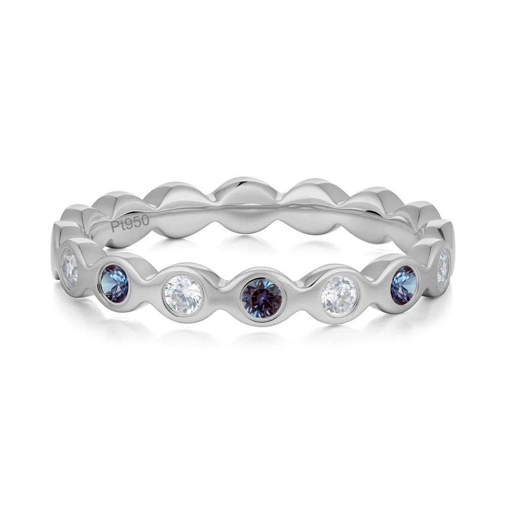 Round Alexandrite and Cubic Zirconia Eternity Ring - Image 7