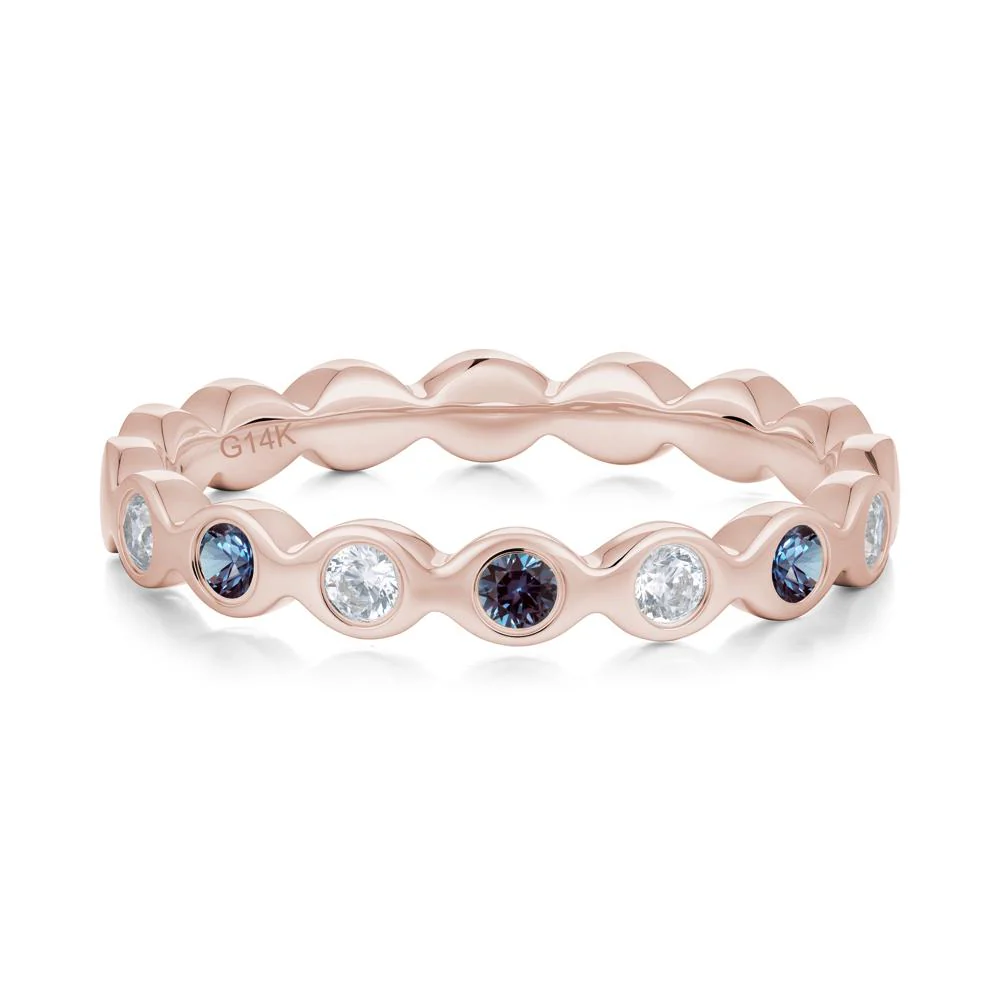 Round Alexandrite and Cubic Zirconia Eternity Ring - Image 8
