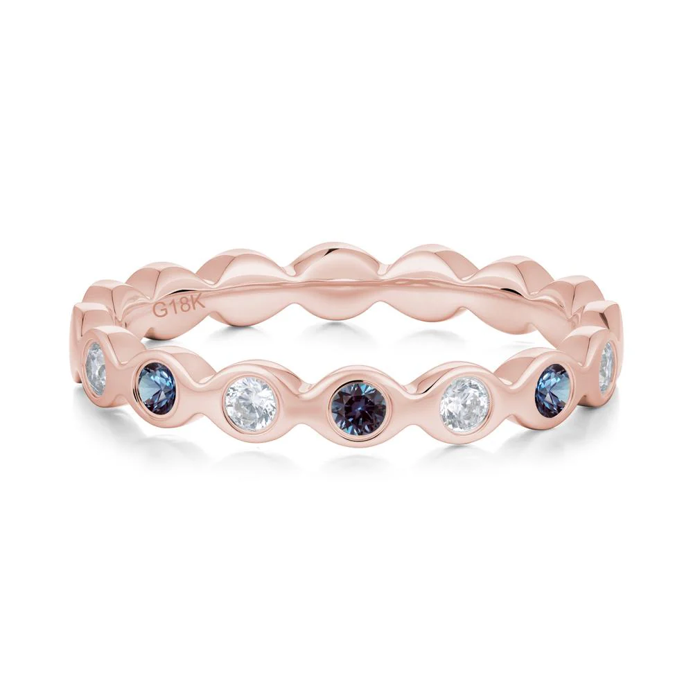 Round Alexandrite and Cubic Zirconia Eternity Ring - Image 9