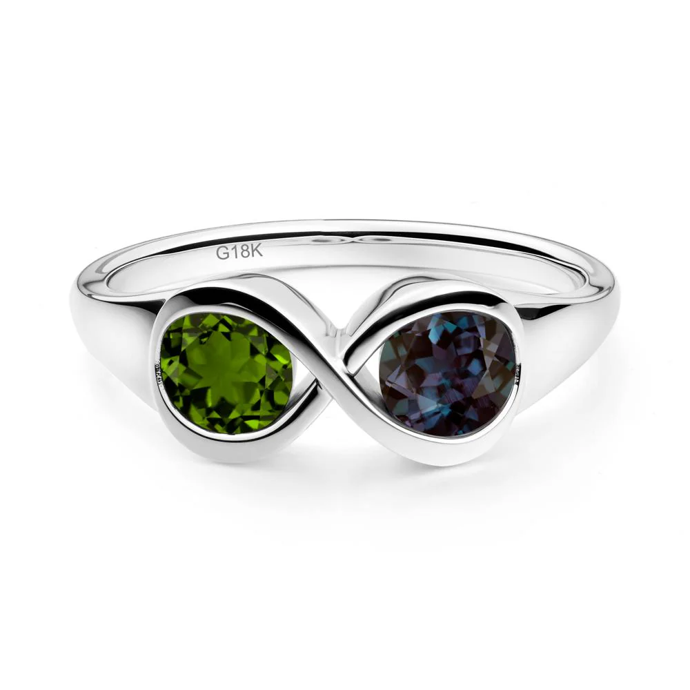 Round Alexandrite and Diopside Infinity Ring - Image 3