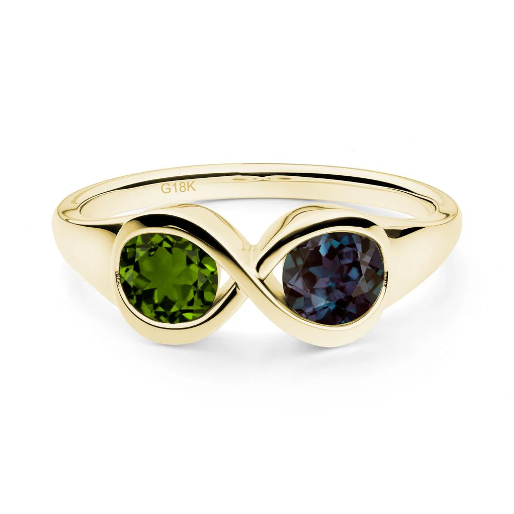 Round Alexandrite and Diopside Infinity Ring - Image 5