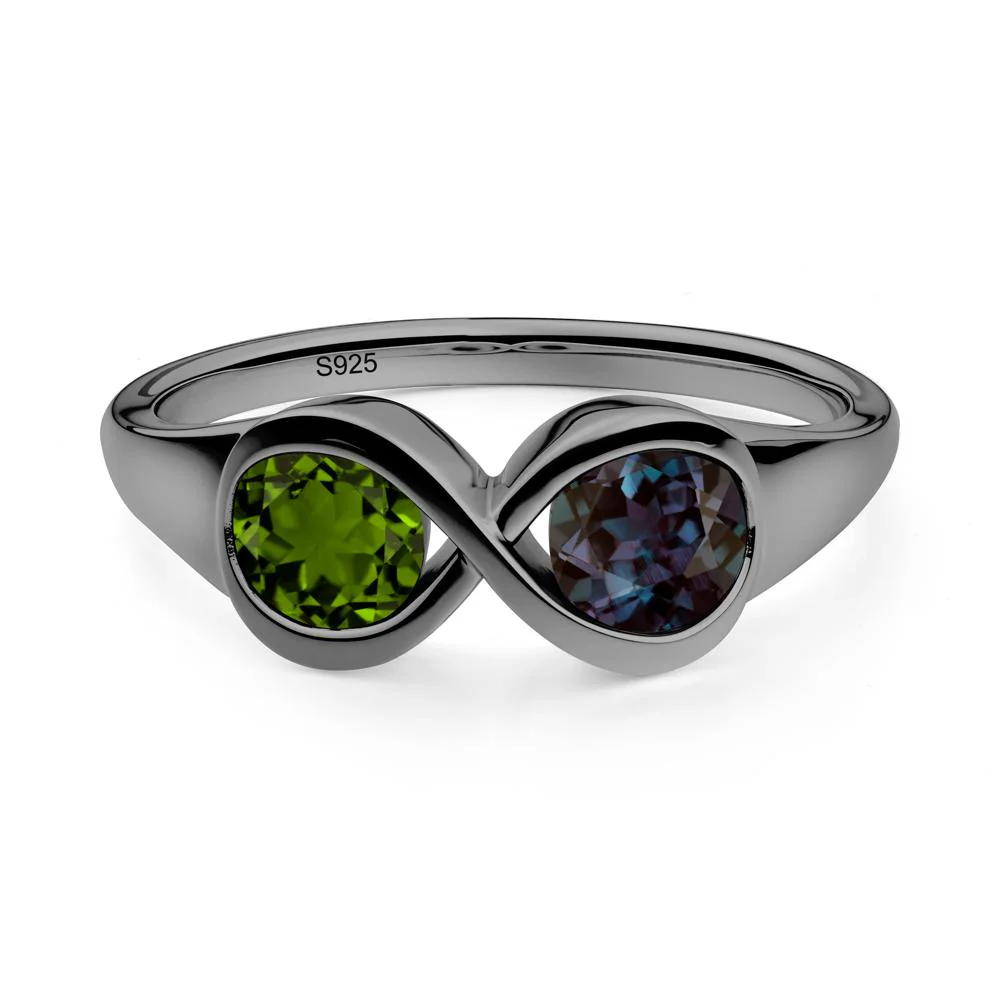 Round Alexandrite and Diopside Infinity Ring - Image 9