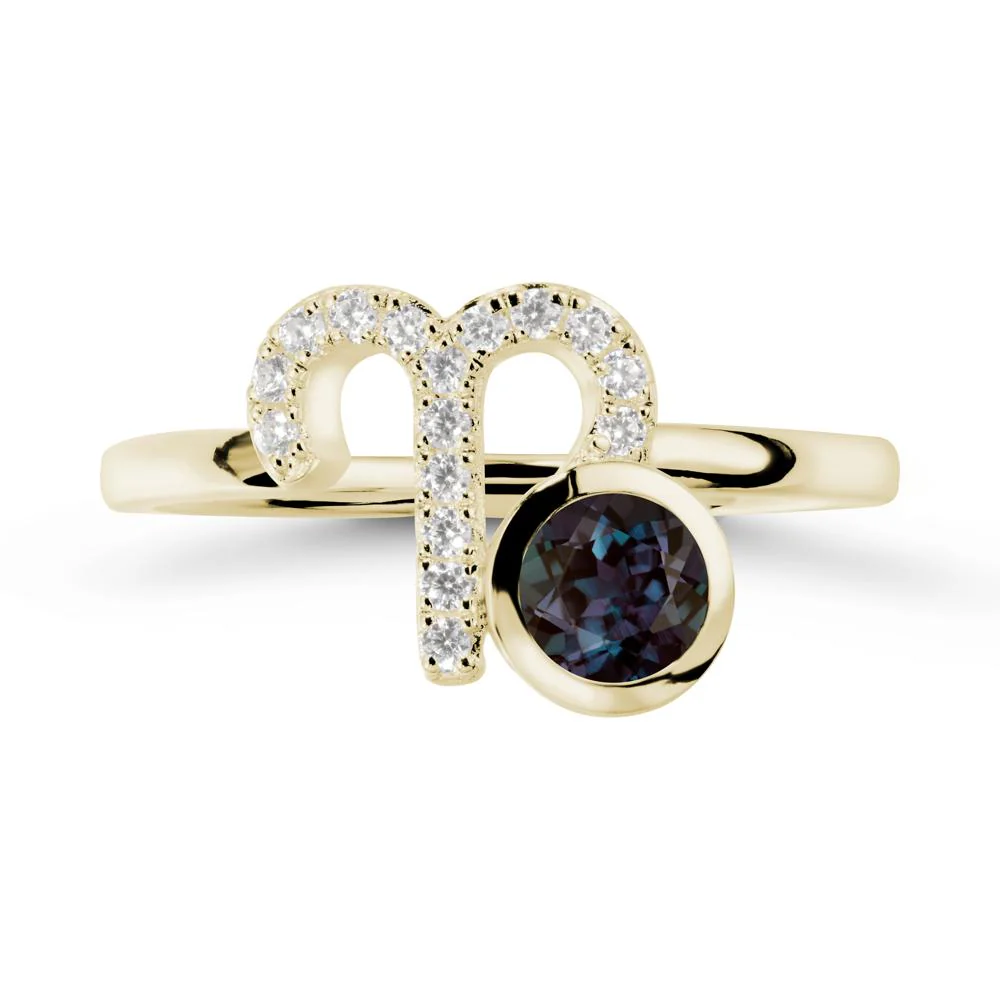 Round Alexandrite Aries Zodiac Ring-Bold & Ambitious - Image 3