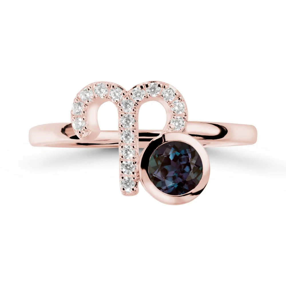Round Alexandrite Aries Zodiac Ring-Bold & Ambitious - Image 4