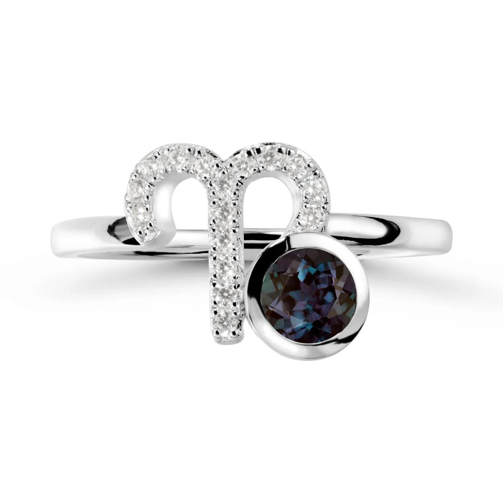 Round Alexandrite Aries Zodiac Ring-Bold & Ambitious - Image 9