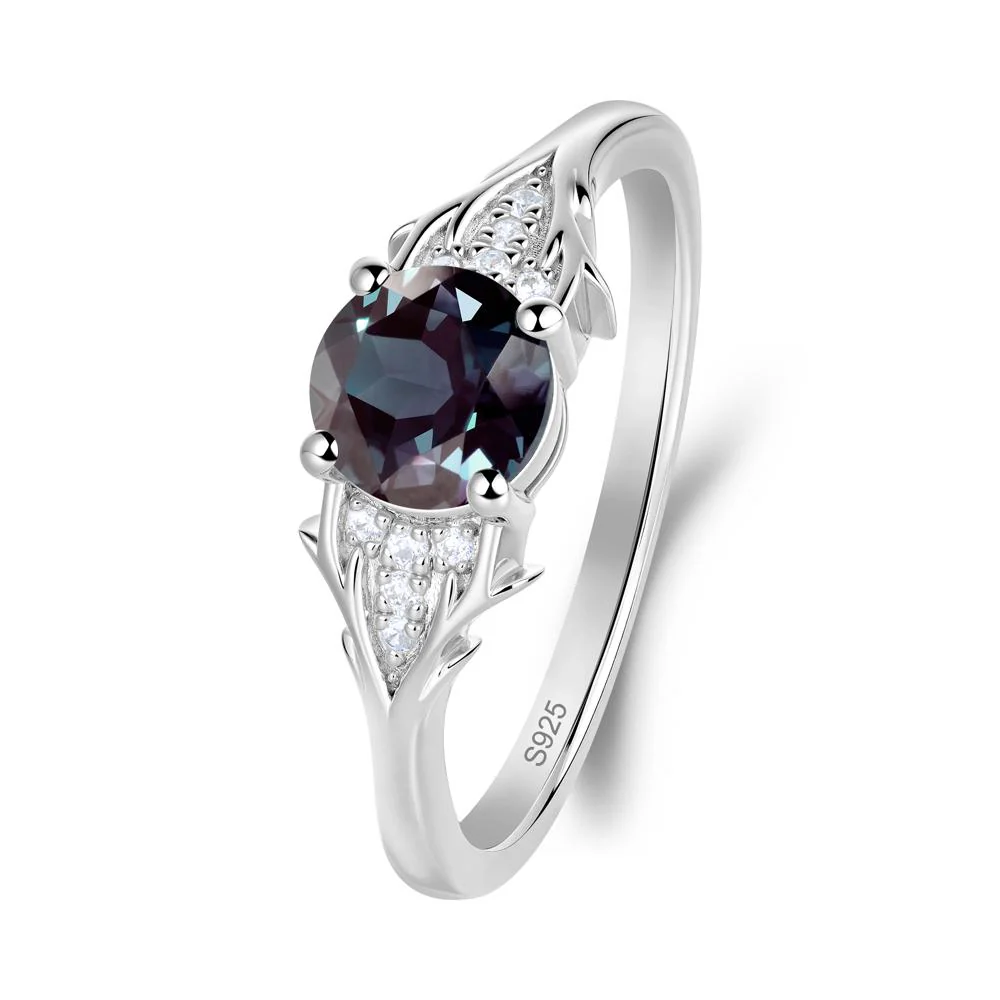 Round Alexandrite Branch Engagement Ring