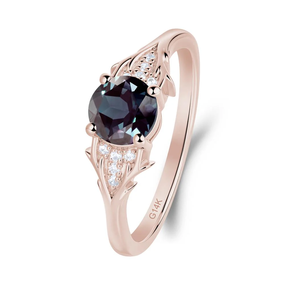 Round Alexandrite Branch Engagement Ring - Image 3