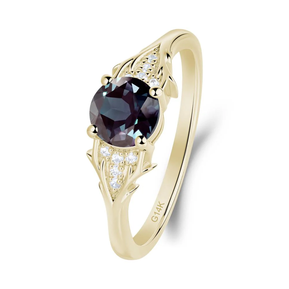 Round Alexandrite Branch Engagement Ring - Image 4