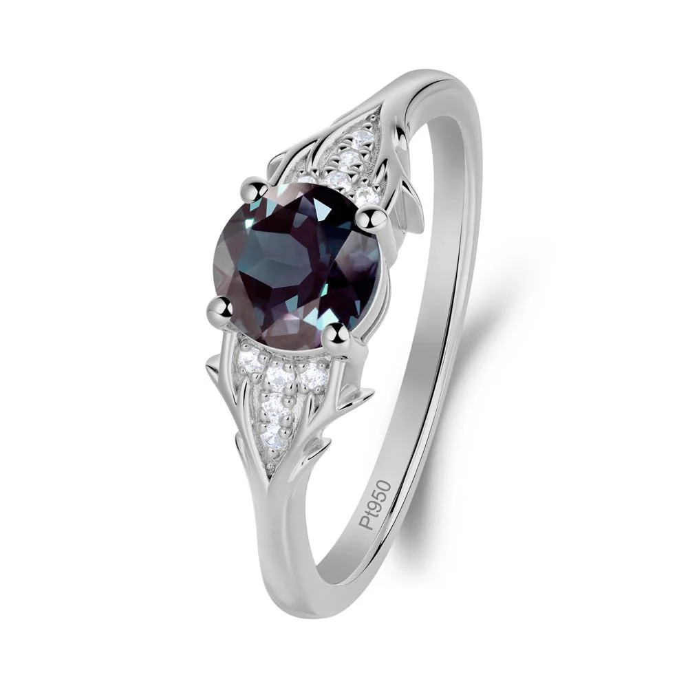 Round Alexandrite Branch Engagement Ring - Image 5