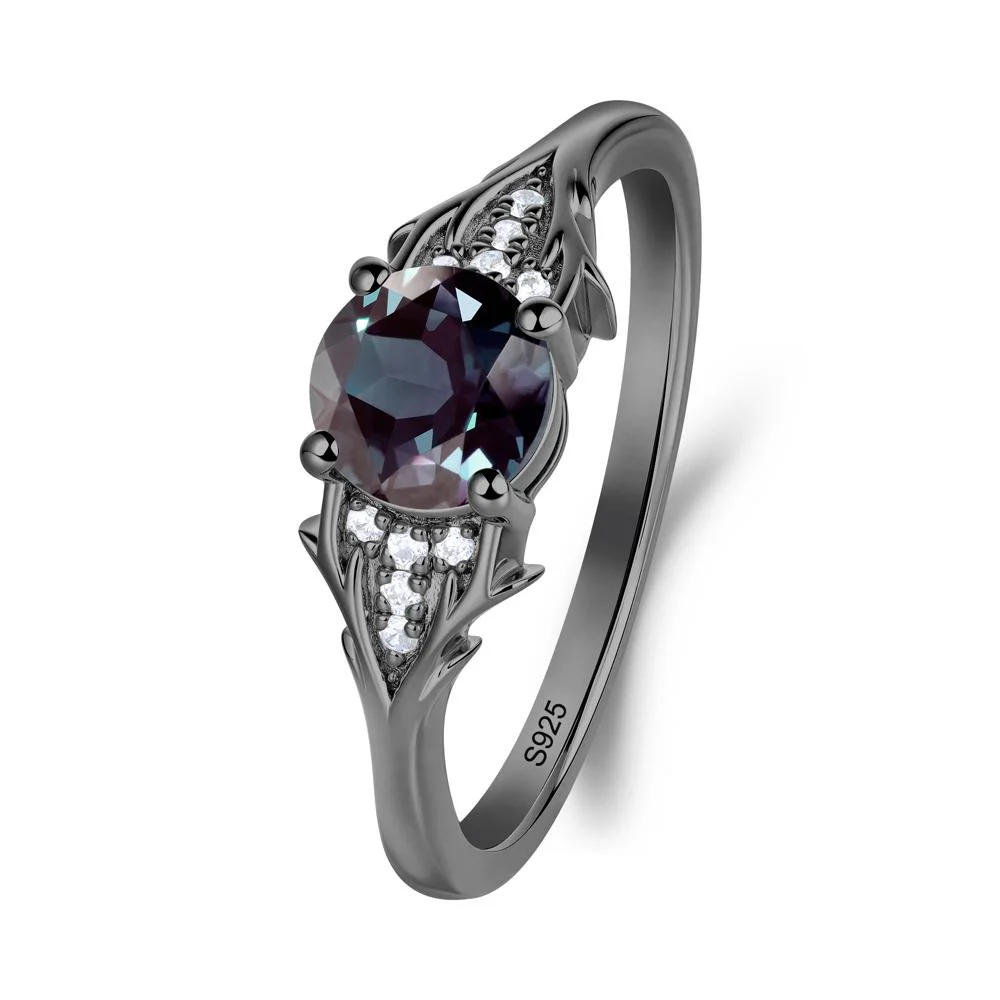 Round Alexandrite Branch Engagement Ring - Image 7