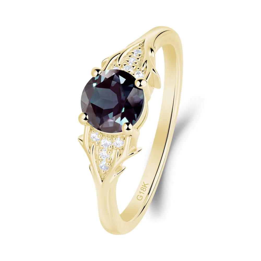 Round Alexandrite Branch Engagement Ring - Image 8