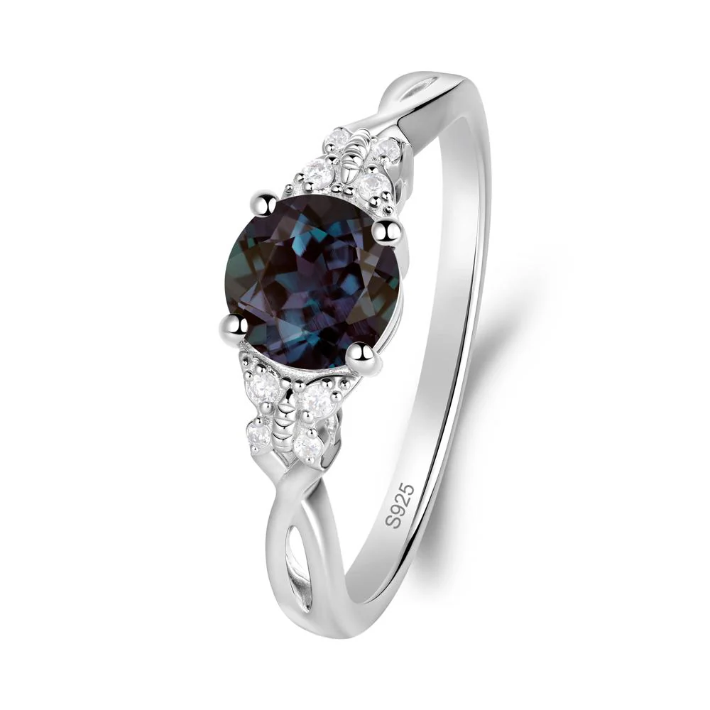 Round Alexandrite Butterfly Ring