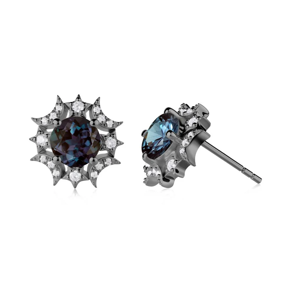 Round Alexandrite Celestial Star Stud Earrings - Image 8