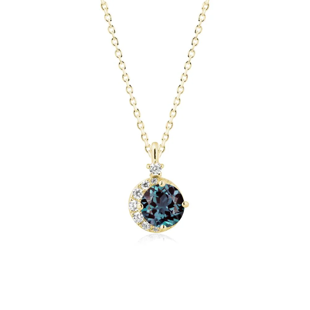 Round Alexandrite Crescent Pendant Necklace - Image 7