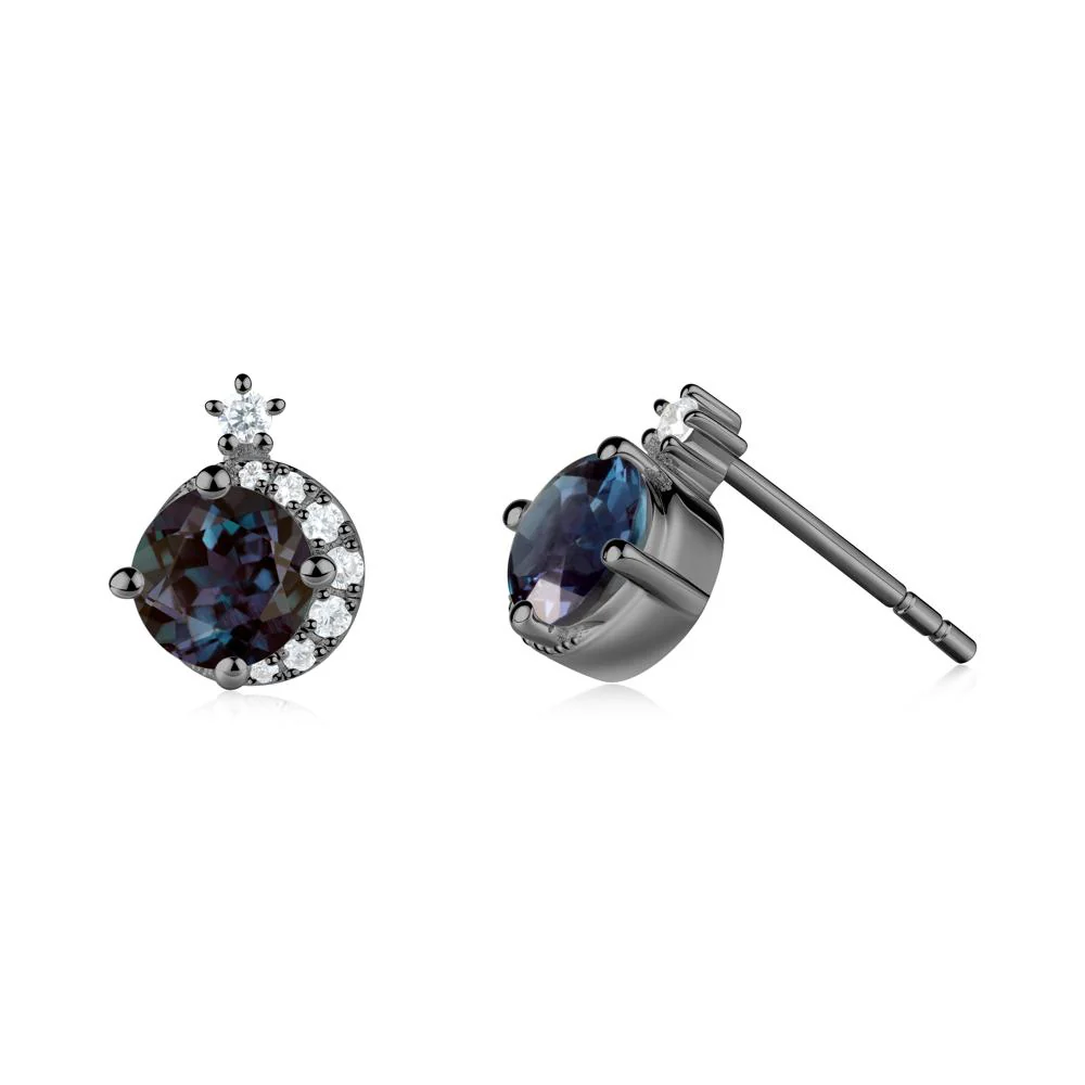 Round Alexandrite Crescent Stud Earrings