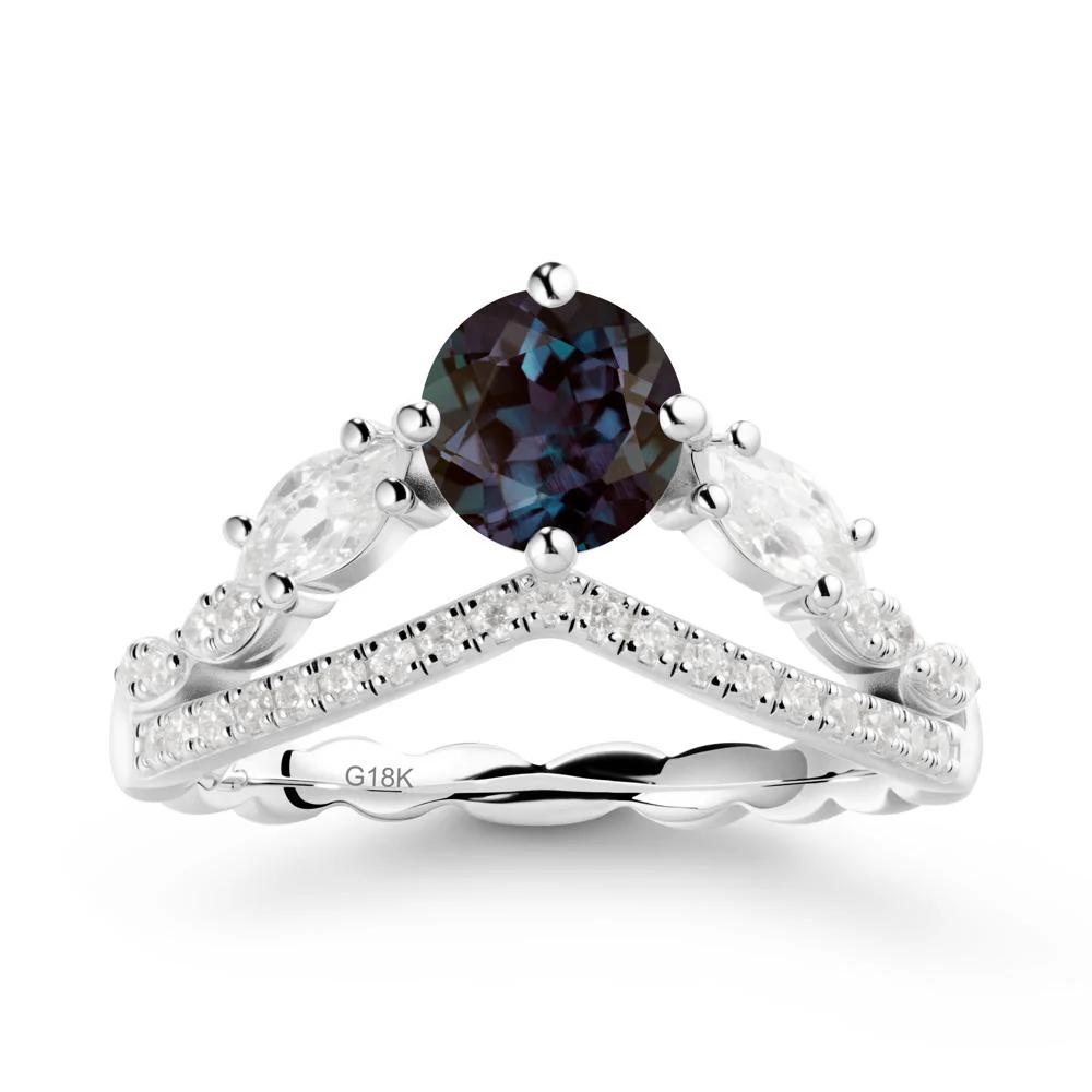 Round Alexandrite Crown Ring with Leaf - Image 6