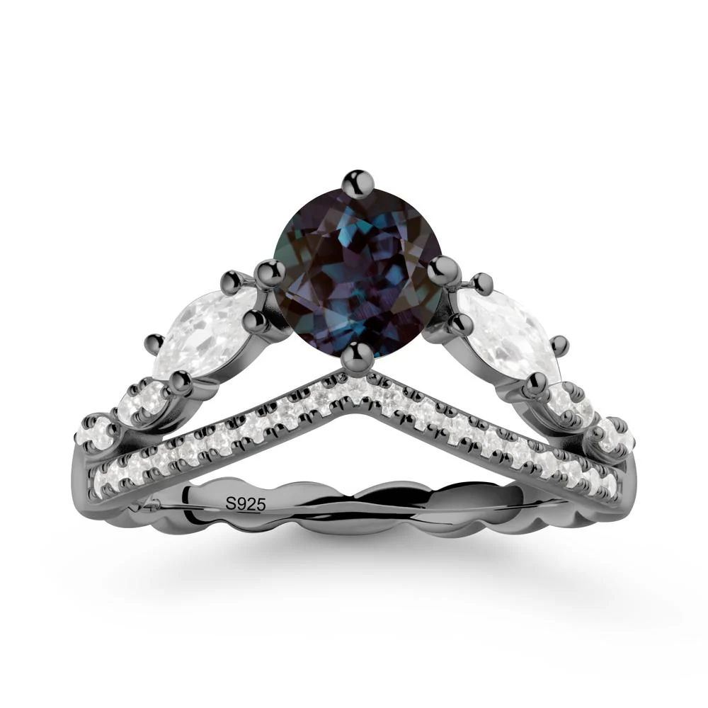 Round Alexandrite Crown Ring with Leaf - Image 8