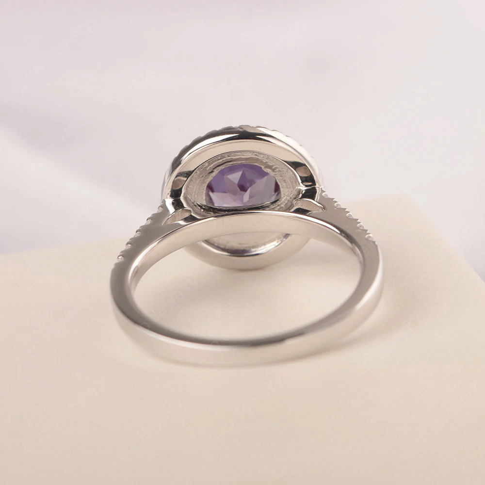 Round Alexandrite Double Halo Engagement Ring - Image 4