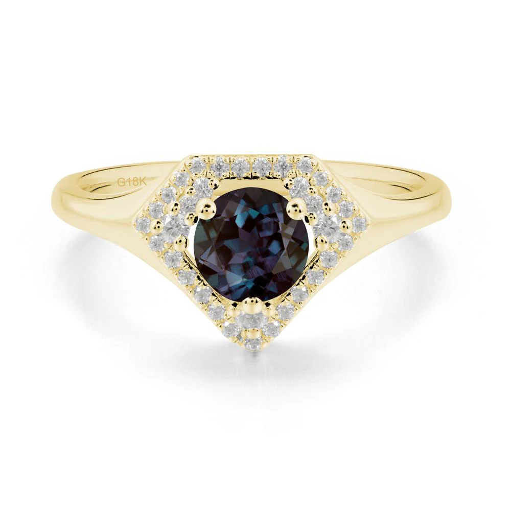 Round Alexandrite Double Halo Ring - Image 2