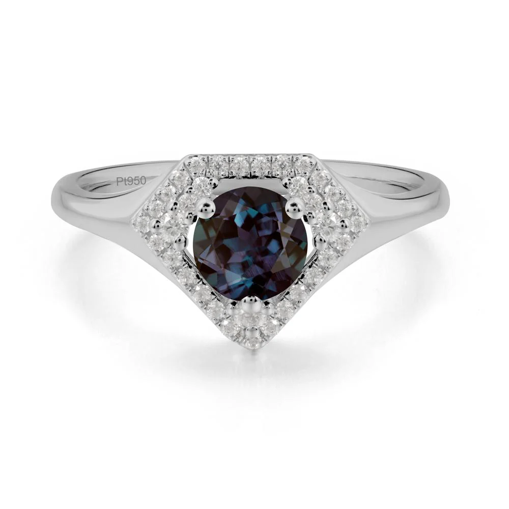 Round Alexandrite Double Halo Ring - Image 4