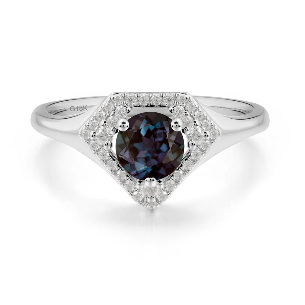 Round Alexandrite Double Halo Ring - Image 7