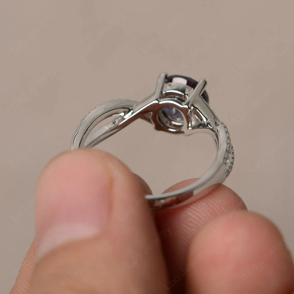 Round Alexandrite Twisted Engagement Ring - Image 2