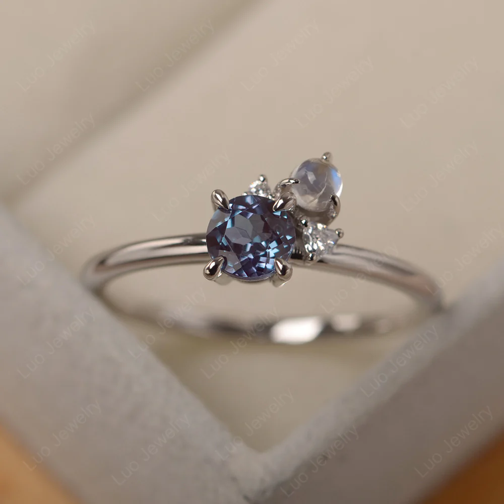 Round Alexandrite Engagement Ring
