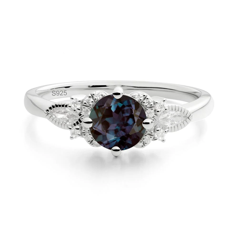 Round Alexandrite Floral Statement Ring - Image 8