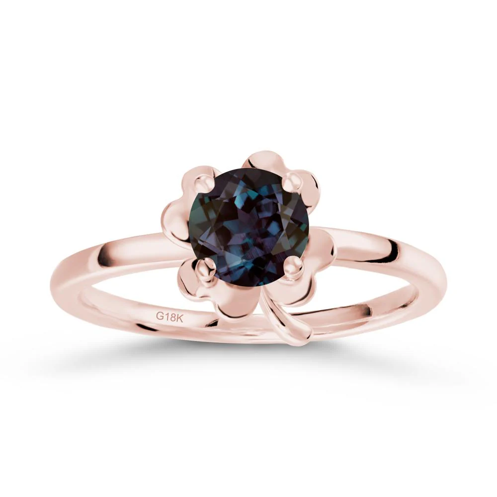 Round Alexandrite Four Leaf Clover Ring - Image 4