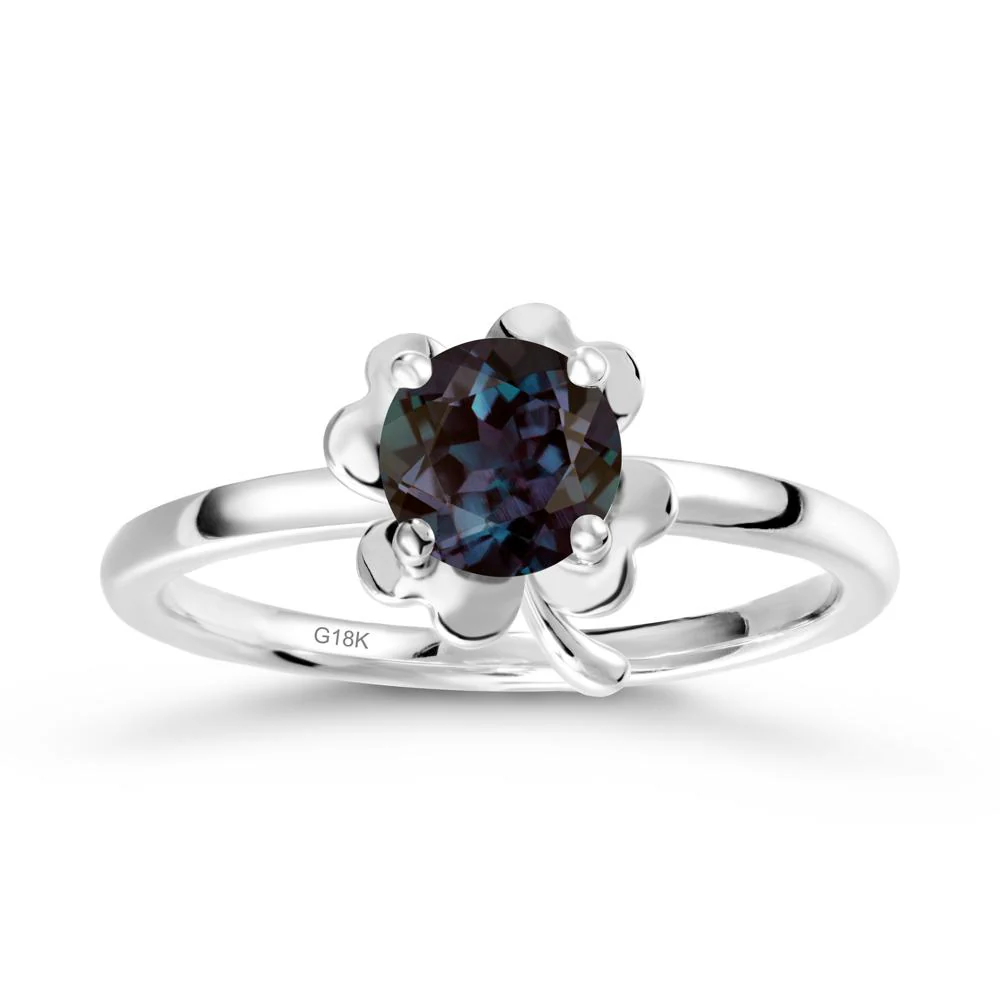 Round Alexandrite Four Leaf Clover Ring - Image 5