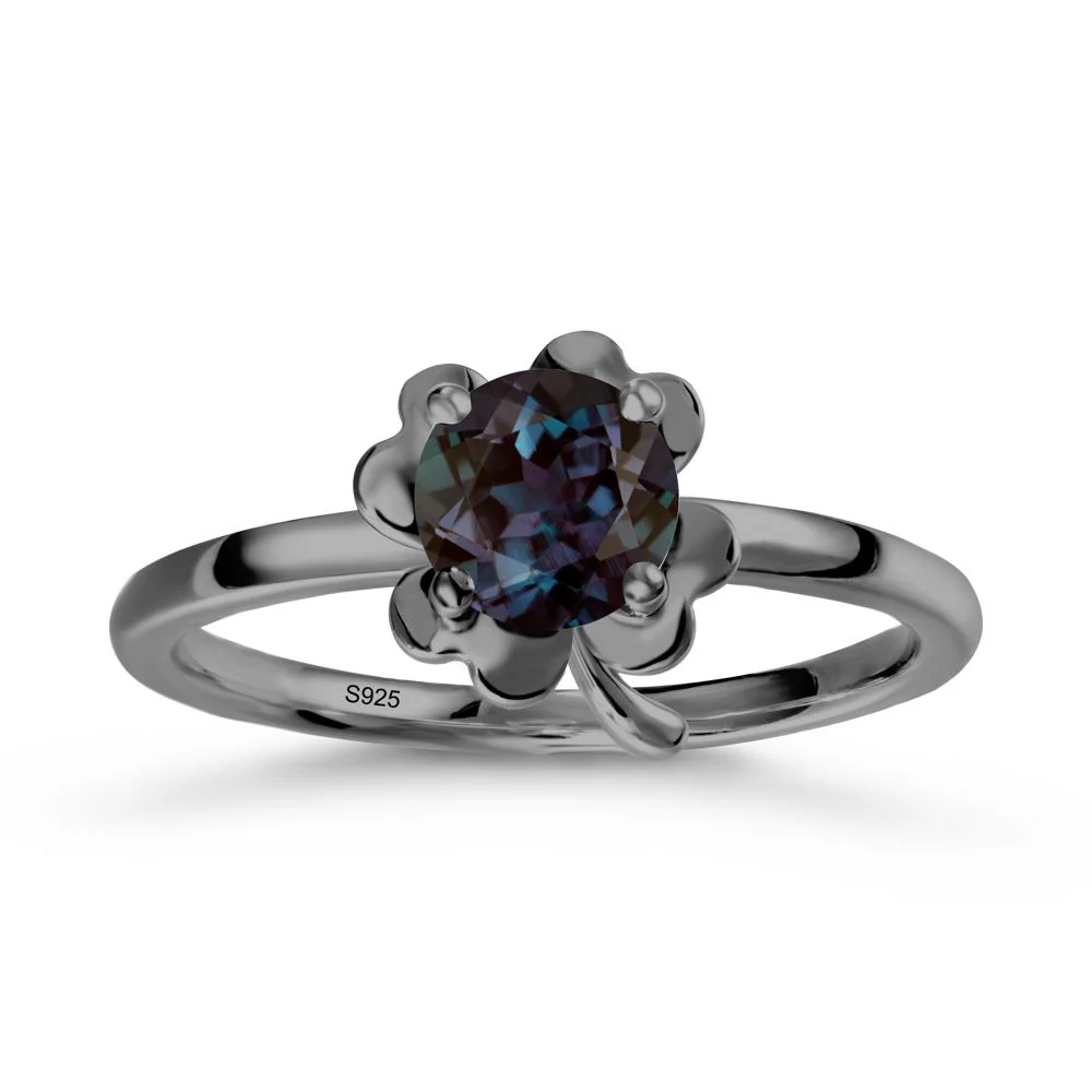 Round Alexandrite Four Leaf Clover Ring - Image 7