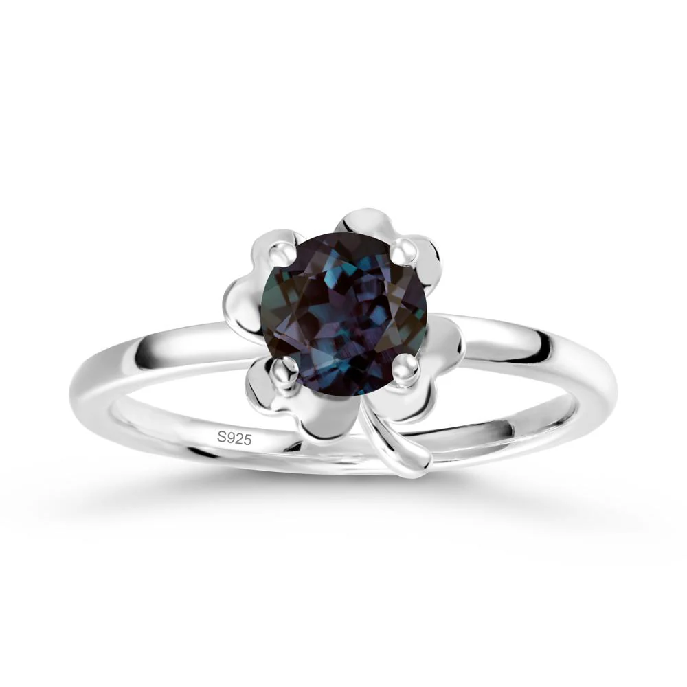 Round Alexandrite Four Leaf Clover Ring - Image 9