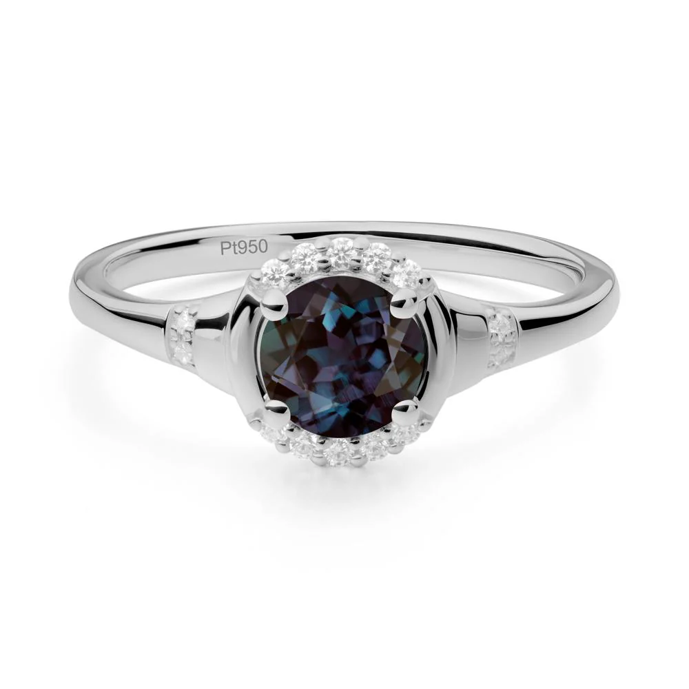 Round Alexandrite Halo Ring