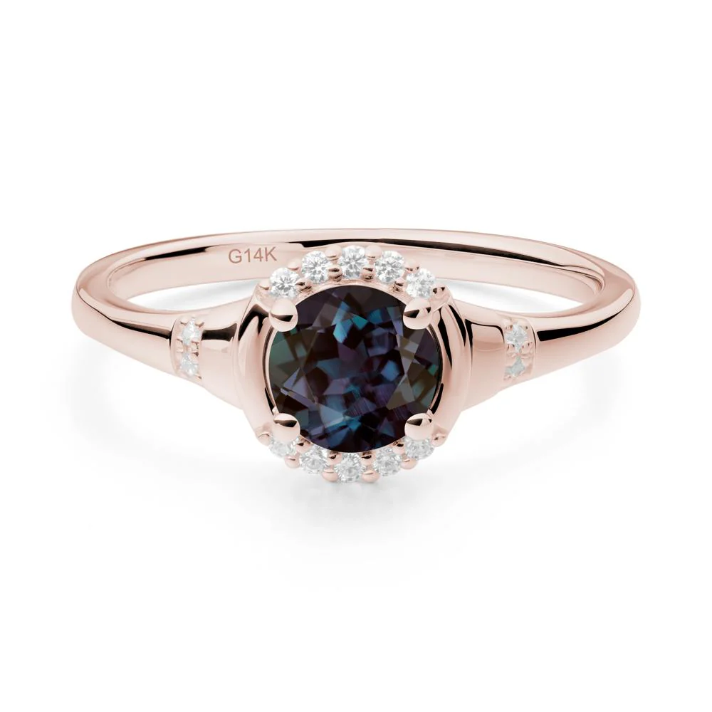 Round Alexandrite Halo Ring - Image 3