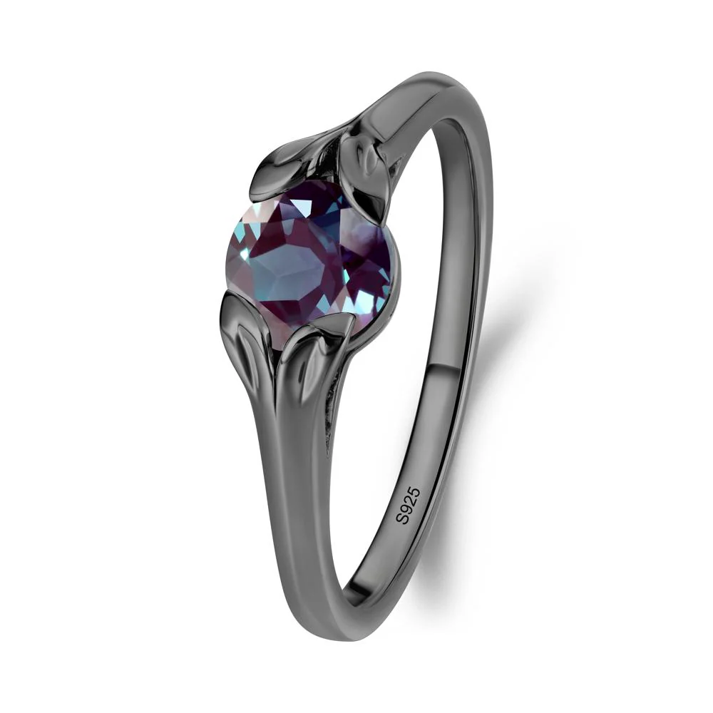 Round Alexandrite Leaf Ring